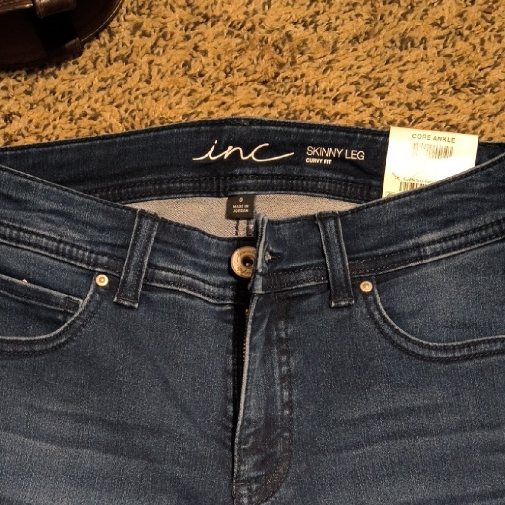 INC International Concepts Women's Curvy Fit Skinny Jeans - Dark Blue